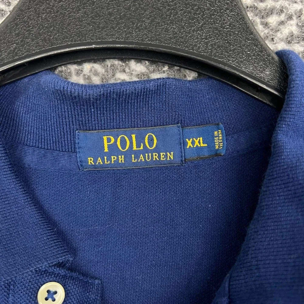 Polo Ralph Lauren Polo Shirt Men XXL Navy Blue White Striped Short Sleeve 2XL